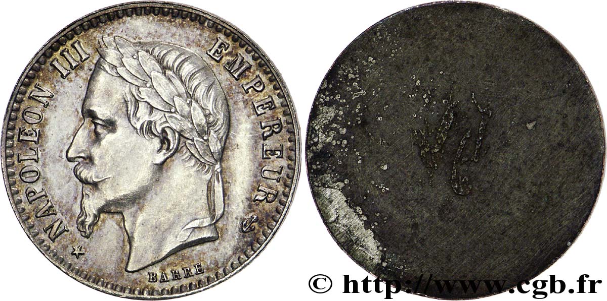 Essai uniface d’avers de 50 centimes Napoléon III n.d. Paris VG.3661  VZ 