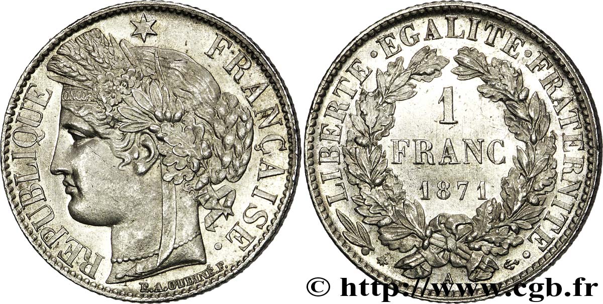 1 franc Cérès 1871 Paris F.216/2 VZ 