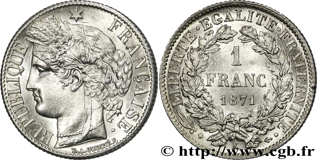 1 franc Cérès 1871 Bordeaux F.216/3 SUP 