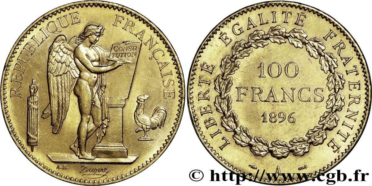 100 francs Génie, tranche inscrite en relief Dieu protège la France 1896 Paris F.552/11 SUP 