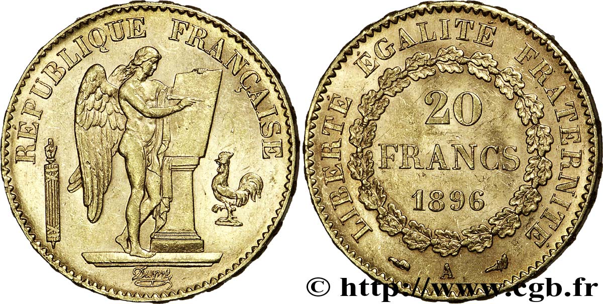 20 francs Génie, Troisième République 1896 Paris F.533/21 SUP 