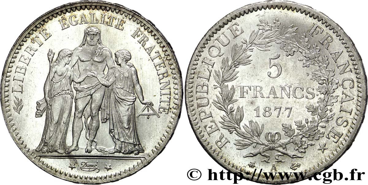 5 francs Hercule 1877 Paris F.334/19 SPL 