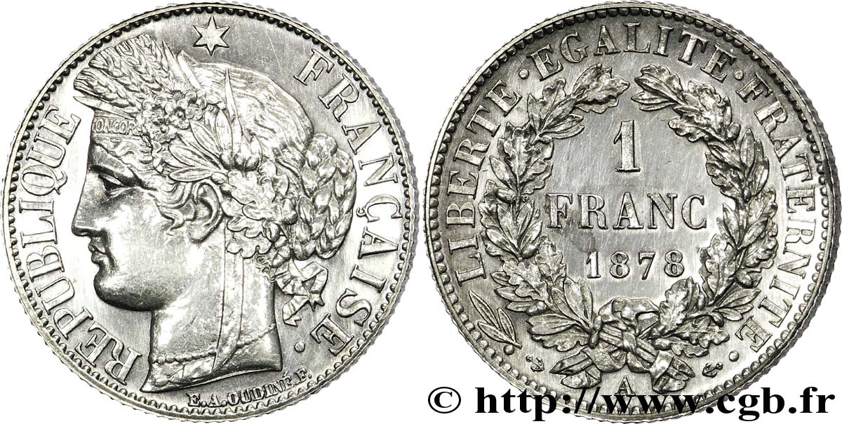 1 franc Cérès Troisième République 1878 Paris F.216/7 SUP 