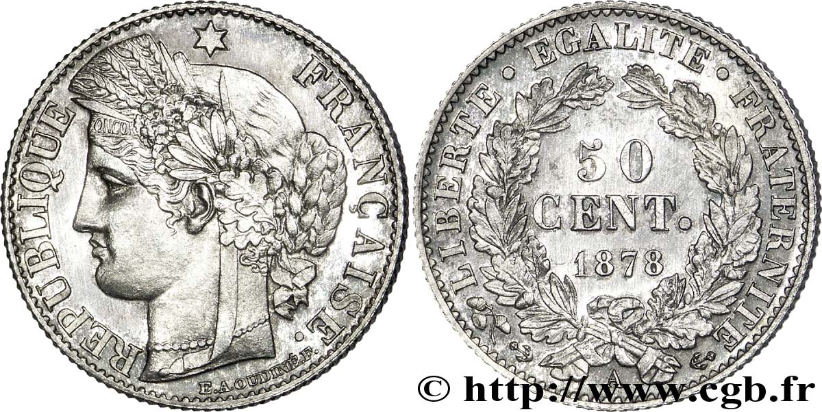 50 centimes Cérès Troisième République 1878 Paris F.189/8 ST 