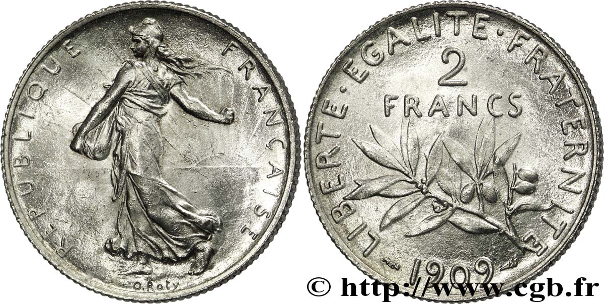2 francs Semeuse 1909 Paris F.266/11 EBC 