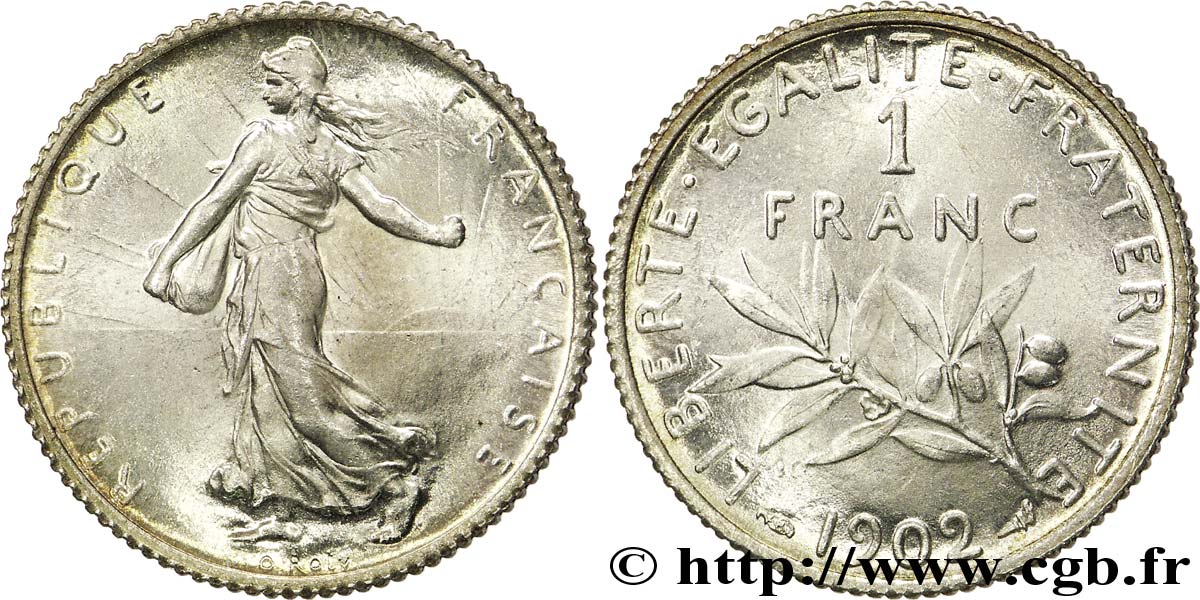 1 franc Semeuse 1902 Paris F.217/7 fST 
