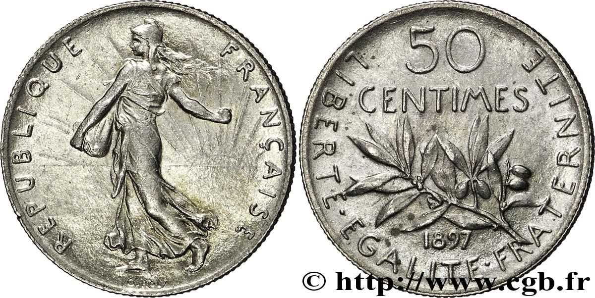 50 centimes Semeuse 1897 Paris F.190/1 SPL 