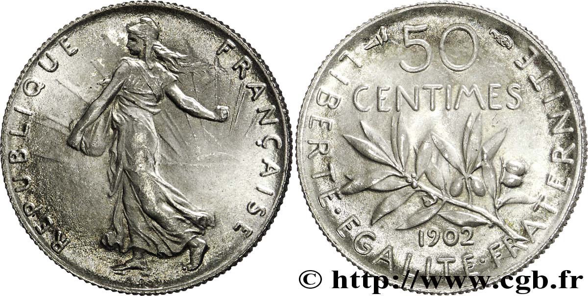 50 centimes Semeuse 1902 Paris F.190/9 EBC 