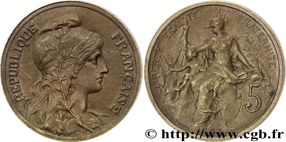 Piéfort au double de 5 centimes Daniel-Dupuis, sans le mot essai, en flan mat 1898 Paris F.119/6P SPL 