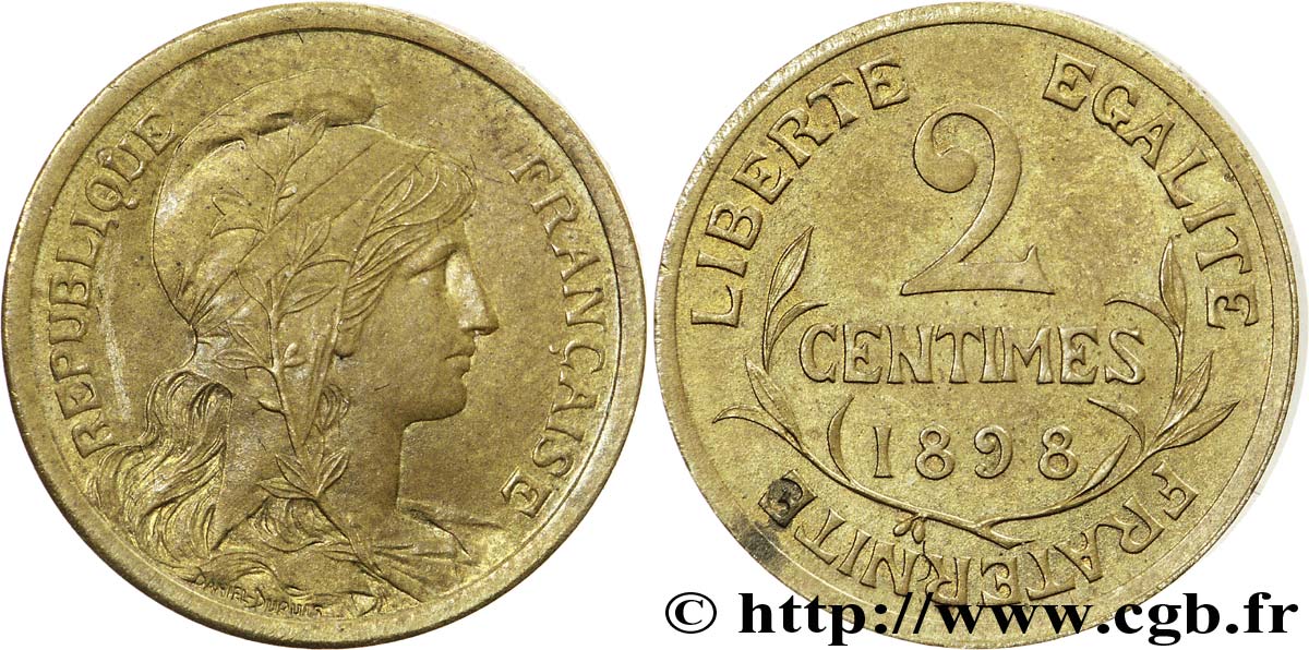 Piéfort de la 2 centimes Daniel-Dupuis sans le mot essai, en flan normal 1898  F.110/2P SPL 