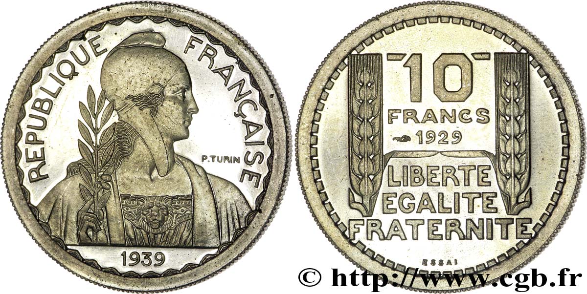 Préparation de la 10 francs Pétain, moyen module, listel large, 26 mm, 7 g - Essai n.d. Paris Maz.2606 e FDC 