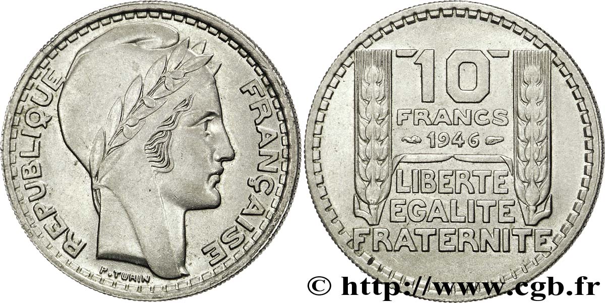 10 francs Turin, grosse tête, rameaux longs 1946  F.361/3 SPL 