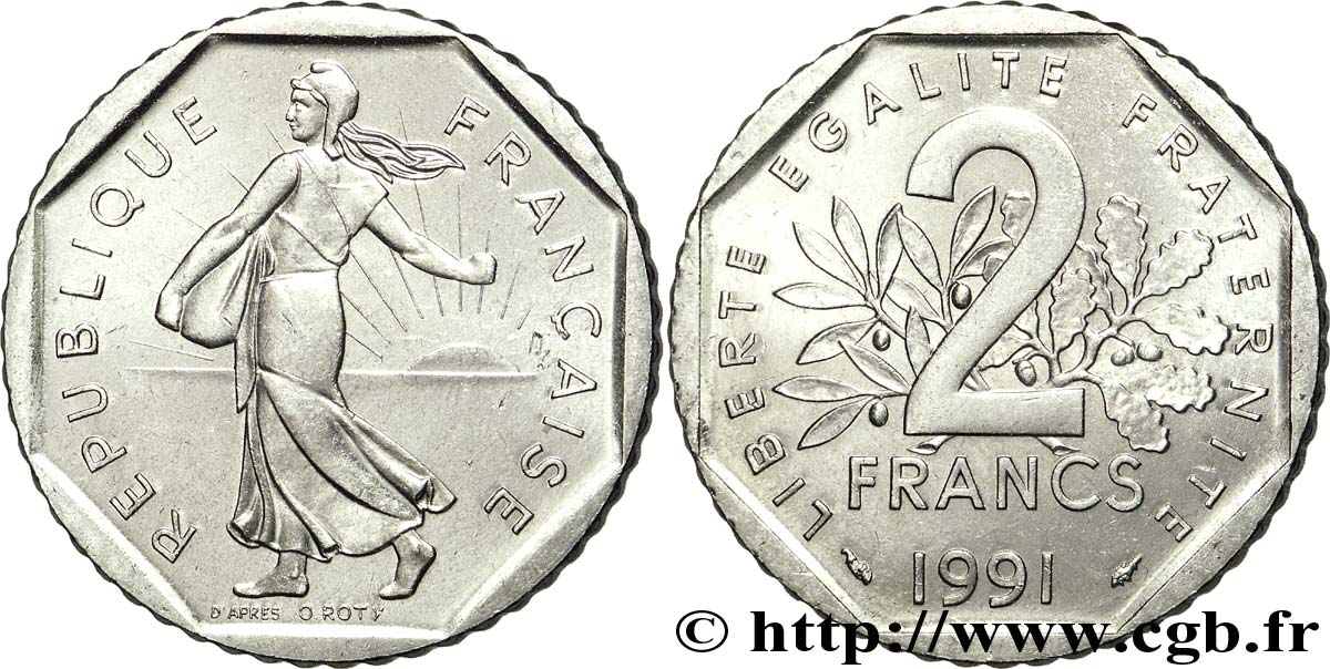 2 francs Semeuse, nickel, frappe monnaie 1991 Pessac F.272/15 AU 