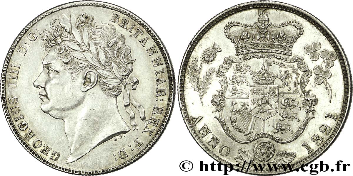 GRAN BRETAGNA - GIORGIO IV Halfcrown (demi-couronne) 1821 Londres AU 