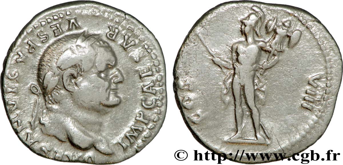 VESPASIAN Denier AU/XF