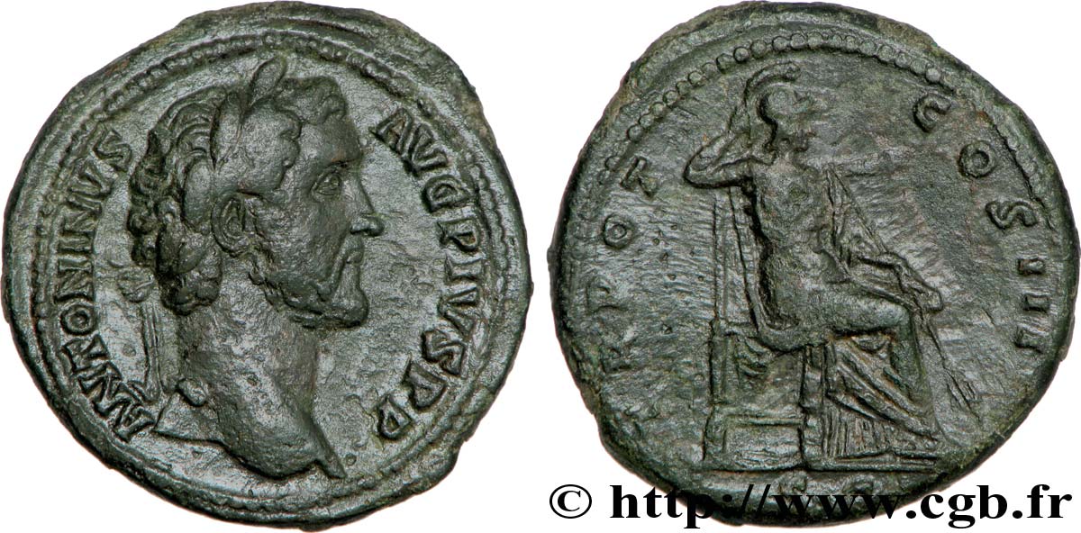 ANTONINUS PIUS As, (MB, Æ 28) XF
