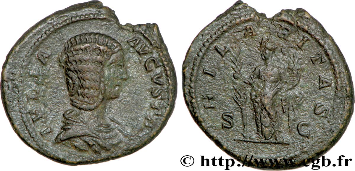 JULIA DOMNA As, (MB, Æ 27) XF