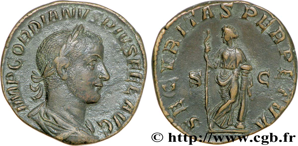 GORDIAN III Sesterce, (GB, Æ 29) XF/AU