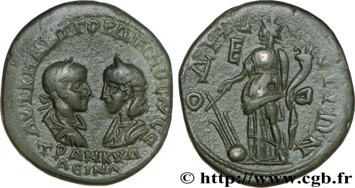 GORDIANUS III und TRANQUILLINA Pentassaria, (MB, Æ 27) SS