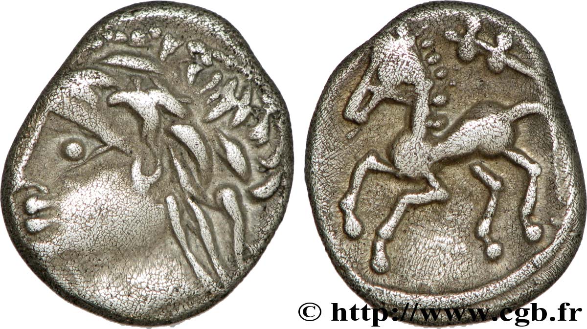 GALLIA - ALLOBROGES (Region di Dauphine) Denier au cheval galopant et au “caducée” AU