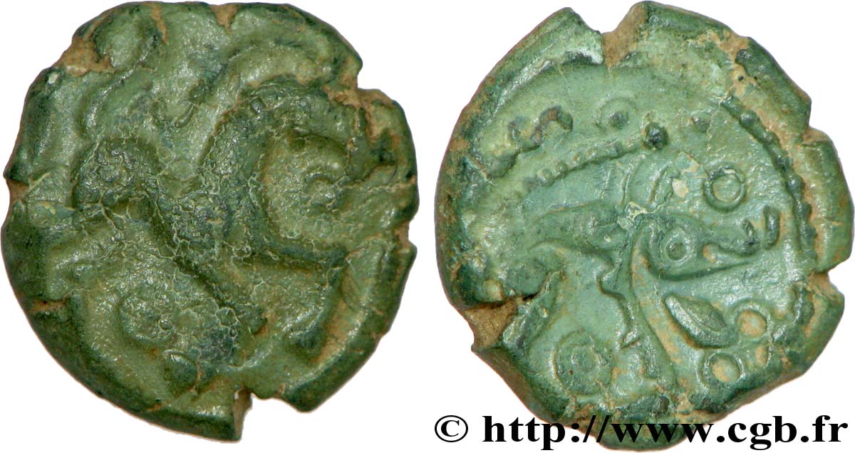 GALLIA BELGICA - AMBIANI (Regione di Amiens) Bronze au cheval et au sanglier, “type des dépôts d’Amiens” XF/AU