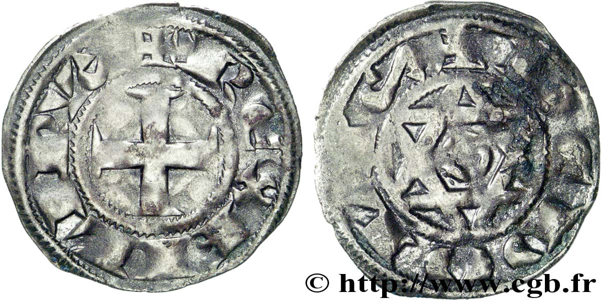 BERRY - PHILIPPE II AUGUSTE, Baillistre Denier n.d. Déols TB+