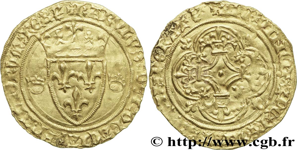 CHARLES, REGENCY - COINAGE WITH THE NAME OF CHARLES VI Écu d or, 1er type n.d. Fontenay-le-Comte BB