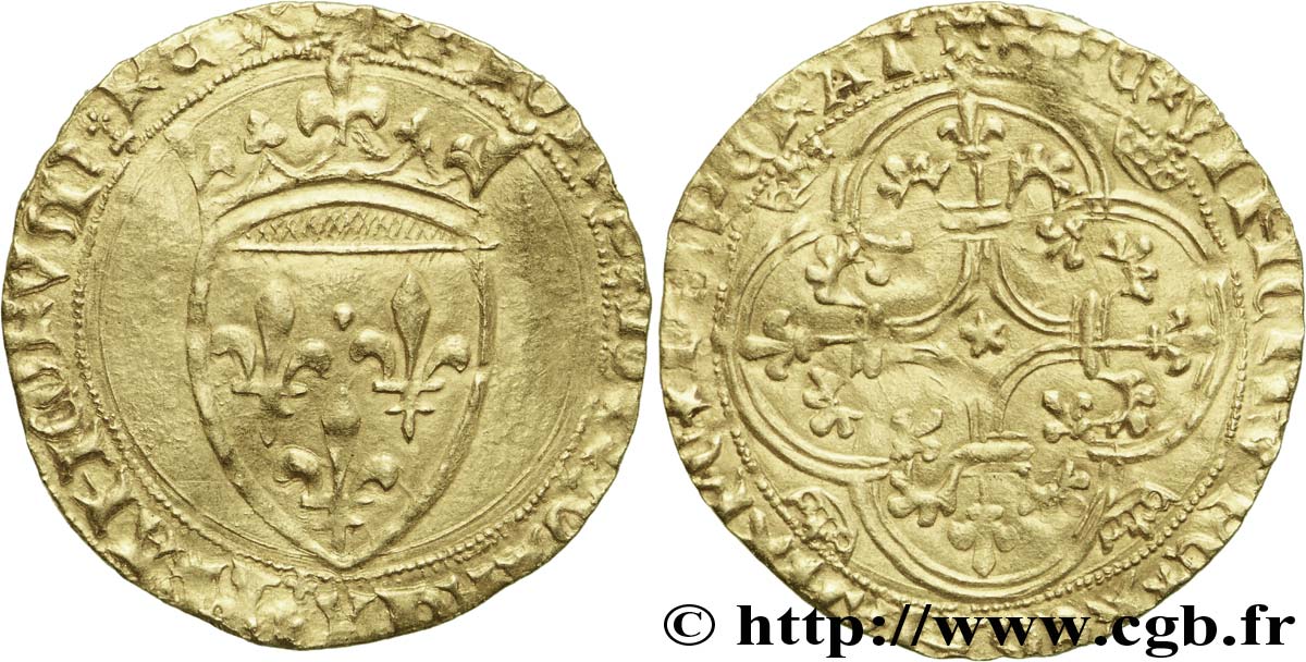 CHARLES VII LE VICTORIEUX Écu d or, 1er type n.d. Montpellier TB+/TTB