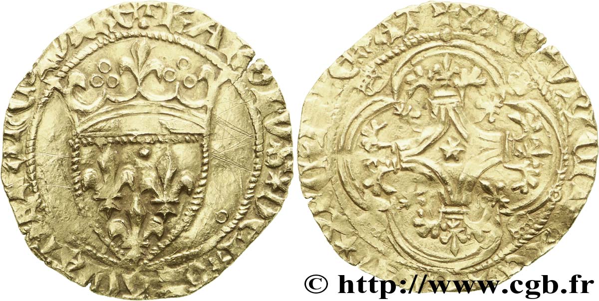 CHARLES VII  THE WELL SERVED  Écu d or, 1er type n.d. La Rochelle BC+
