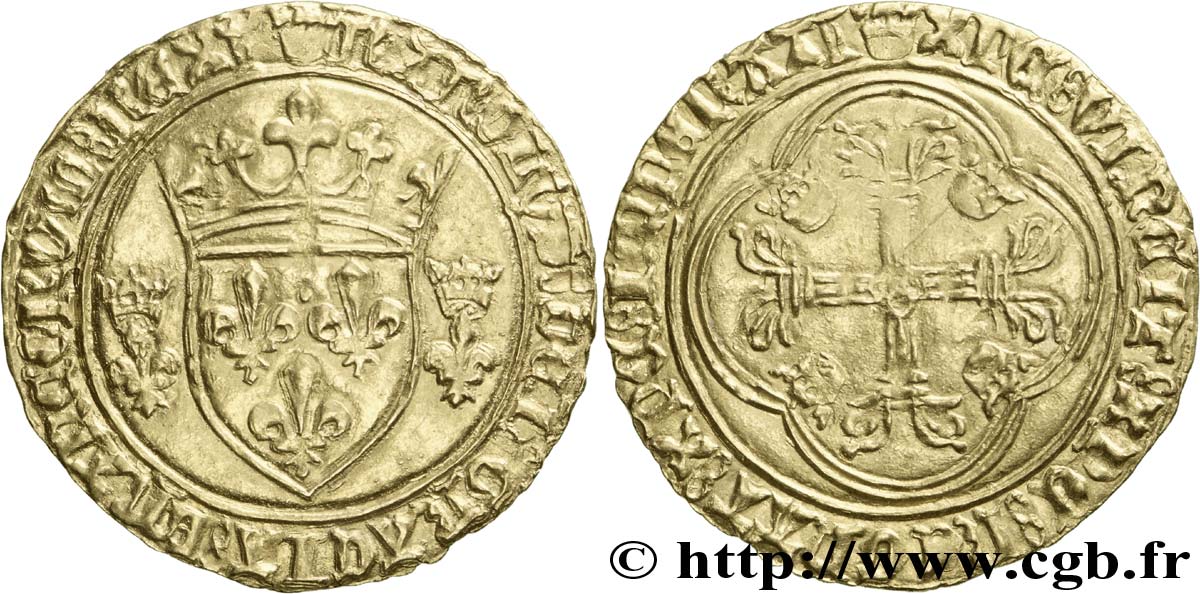 CHARLES VII LE VICTORIEUX Écu d or à la couronne ou écu neuf n.d. Tours TTB+/TTB