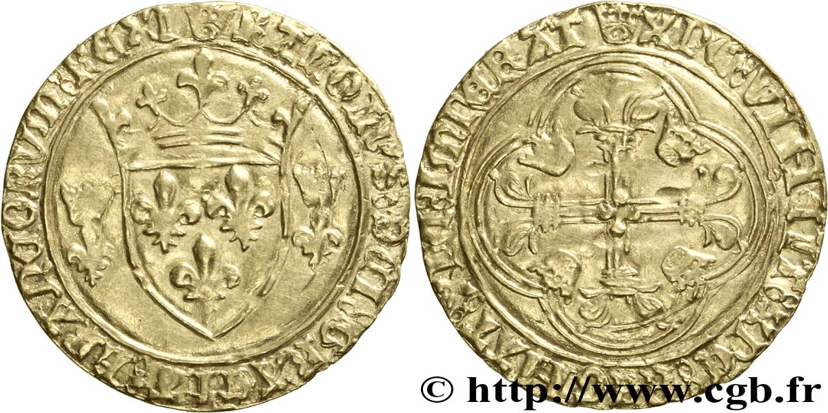 CHARLES VII LE VICTORIEUX Écu d or à la couronne ou écu neuf 18/05/1450 Tours TTB