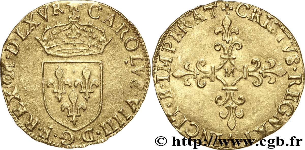 CHARLES IX Écu d&nbsp;or au soleil, 1er type 1565 (MDLXV) Toulouse XF/AU