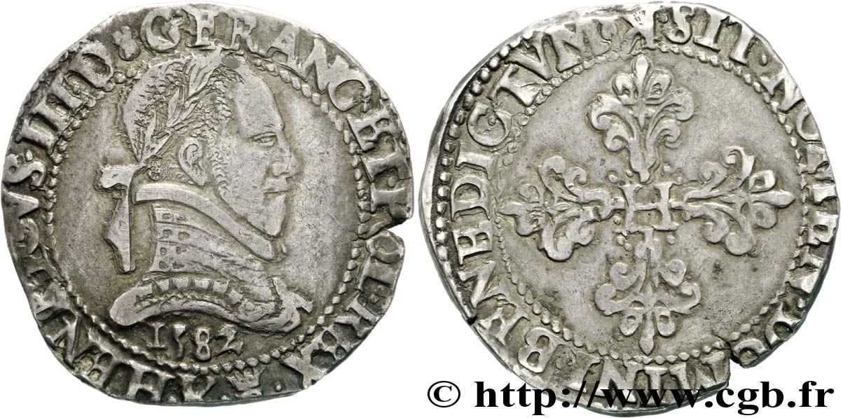 HENRY III Franc au col plat 1582 Bordeaux BB