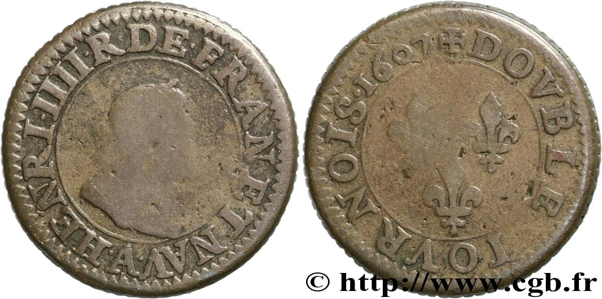 HENRY IV Piéfort du double tournois de poids quadruple 1607 Paris S