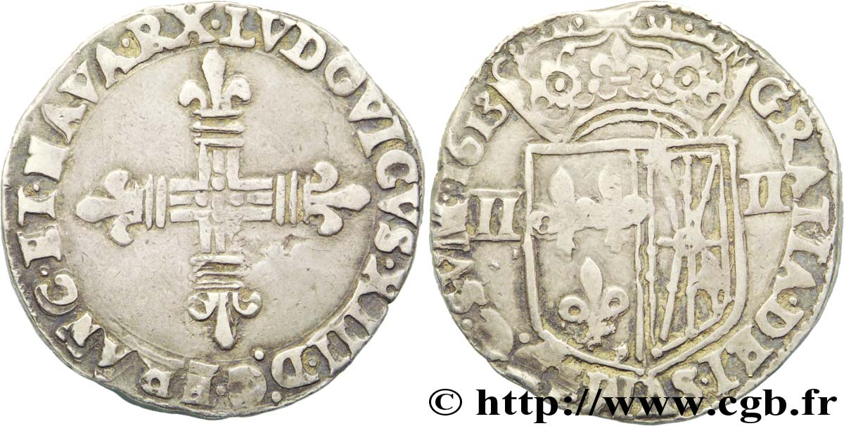 LOUIS XIII  Quart d écu de Navarre 1613 Saint-Palais BB/q.SPL