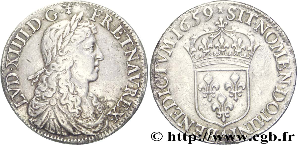 LOUIS XIV &nbsp;THE SUN KING&nbsp; Demi-écu au buste juvénile, 1er type 1659 Paris BB