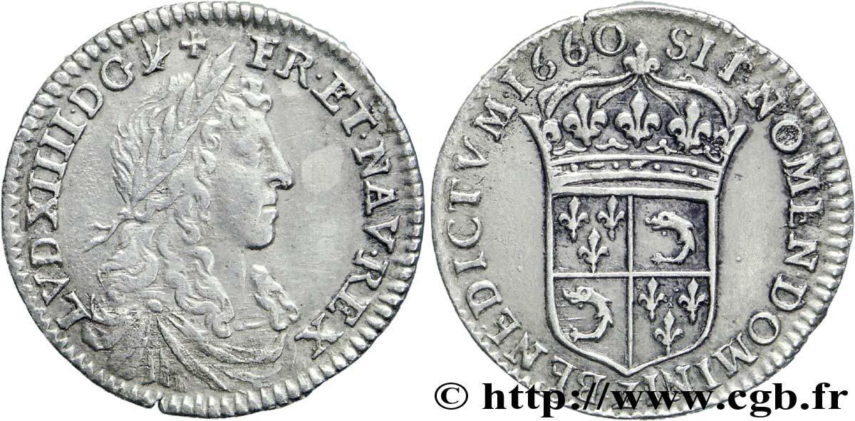 LOUIS XIV LE GRAND OU LE ROI SOLEIL Douzième d écu au buste juvénile du Dauphiné 1660 Grenoble TTB/TTB+