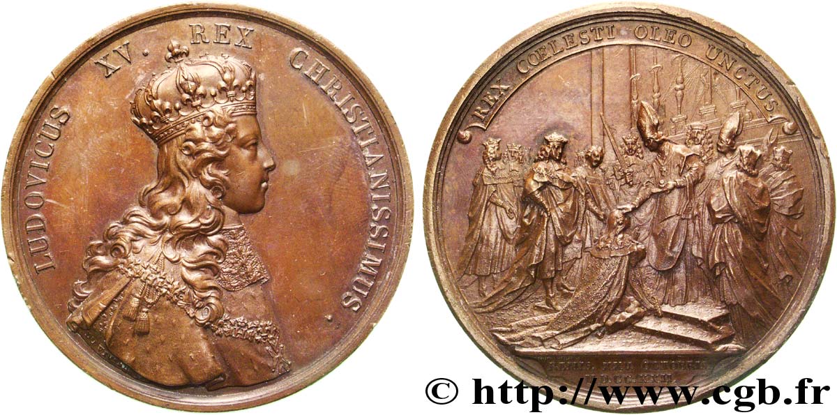 LOUIS XVI - LE SACRE À REIMS Médaille en cuivre du sacre du 15 octobre 1722 TTB+