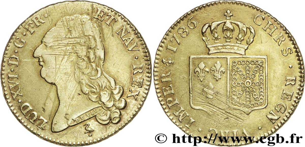 LOUIS XVI Double louis d’or aux écus accolés 1786 Paris q.BB