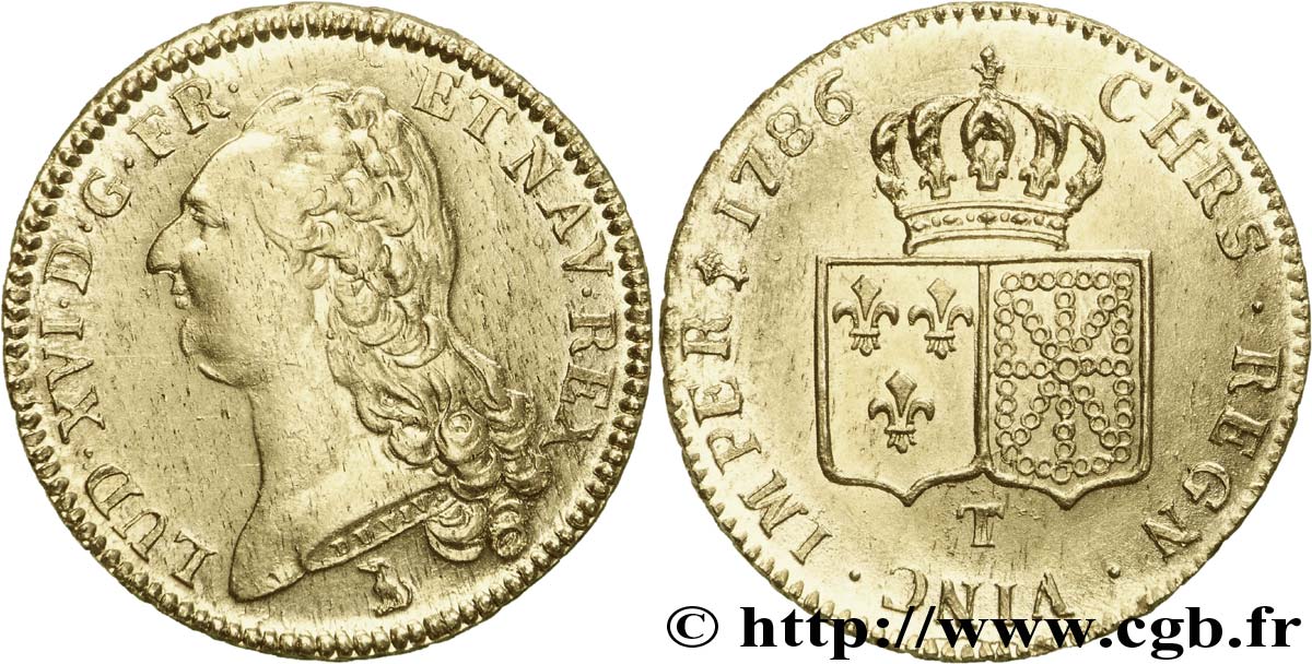 LOUIS XVI Double louis d’or aux écus accolés 1786 Nantes fVZ/VZ