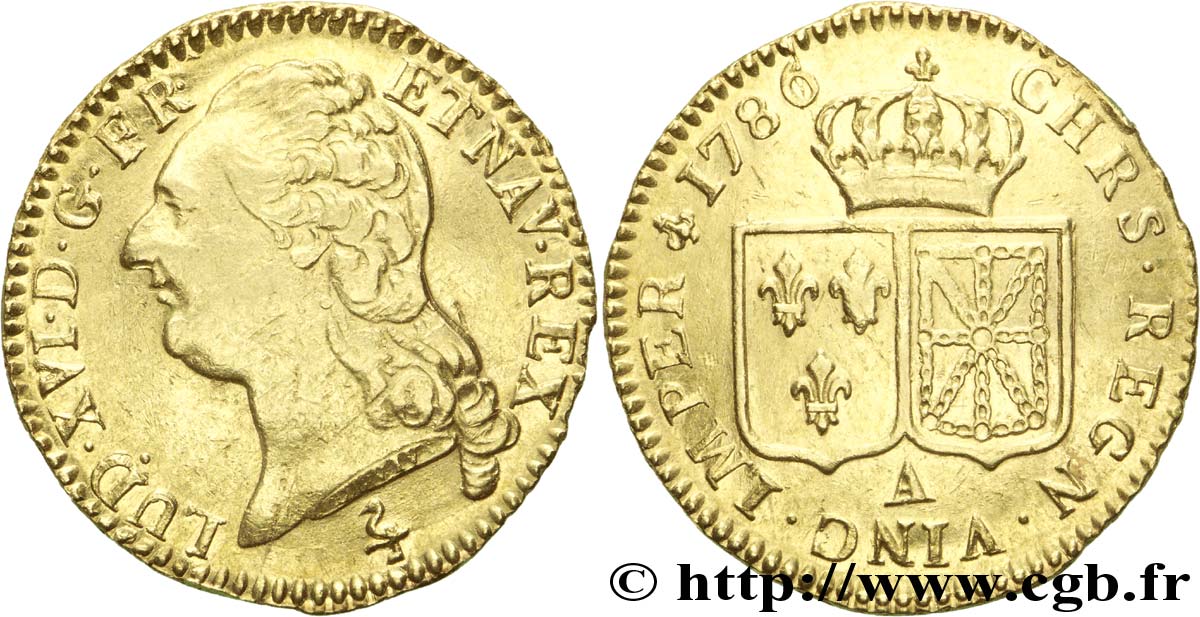 LOUIS XVI Louis d or aux écus accolés 1786 Paris TTB