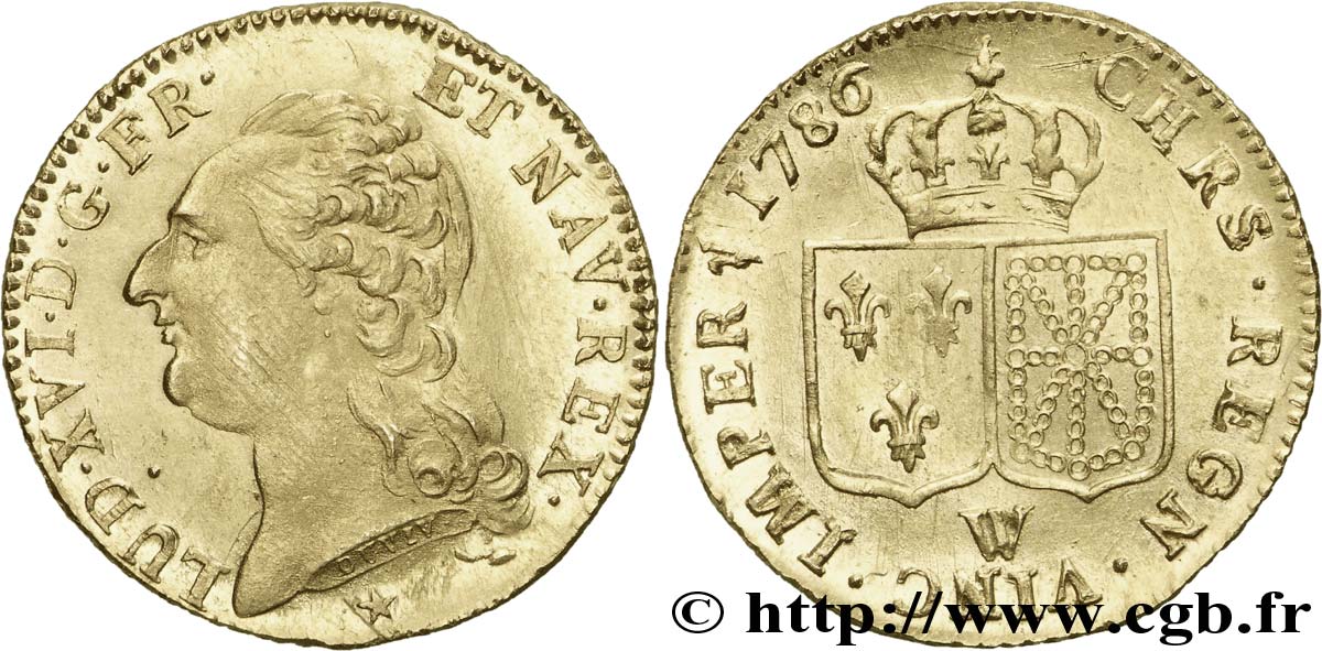 LOUIS XVI Louis d or aux écus accolés 1786 Lille AU