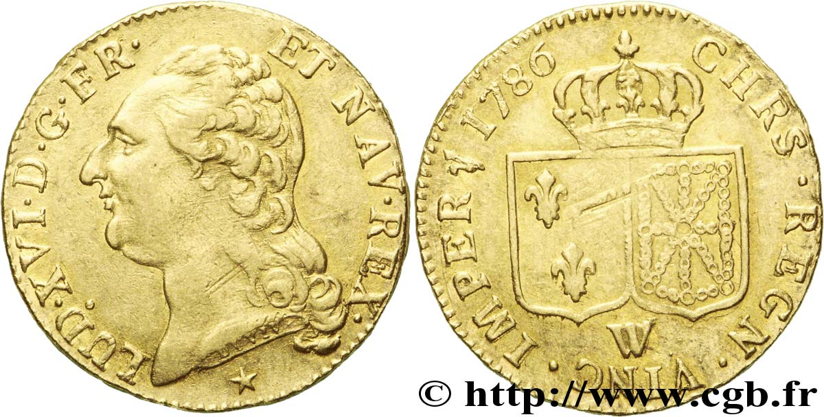 LOUIS XVI Louis d or aux écus accolés 1786 Lille AU