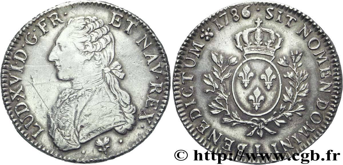 LOUIS XVI Écu dit &nbsp;aux branches d&nbsp;olivier&nbsp; 1786 Bayonne XF/AU