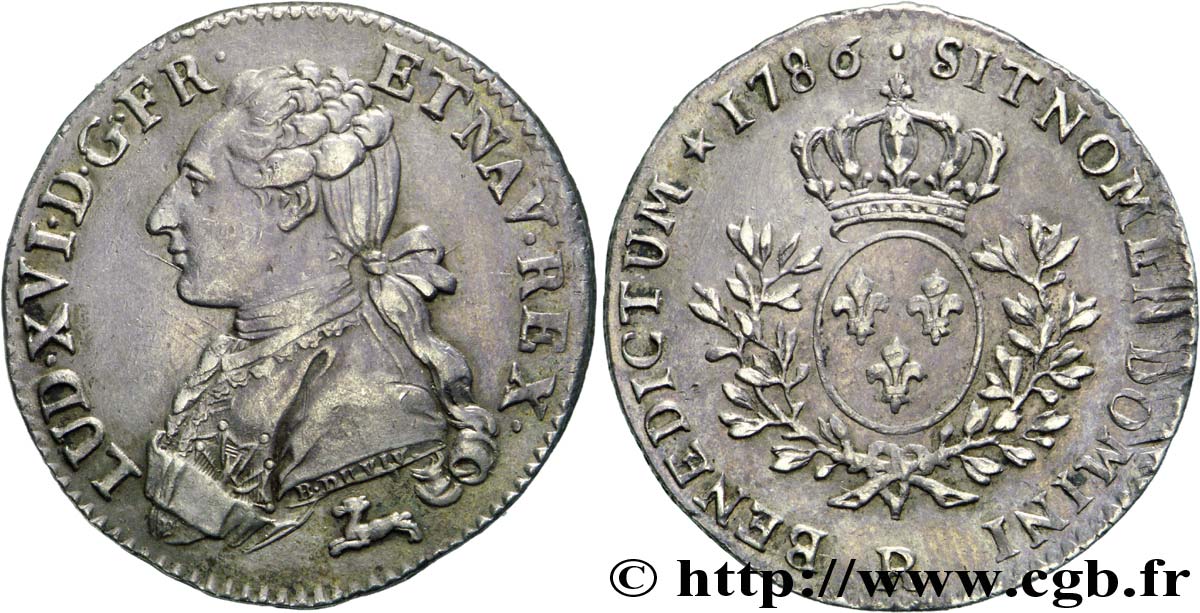 LOUIS XVI Cinquième d écu dit  aux branches d olivier  1786 Orléans AU