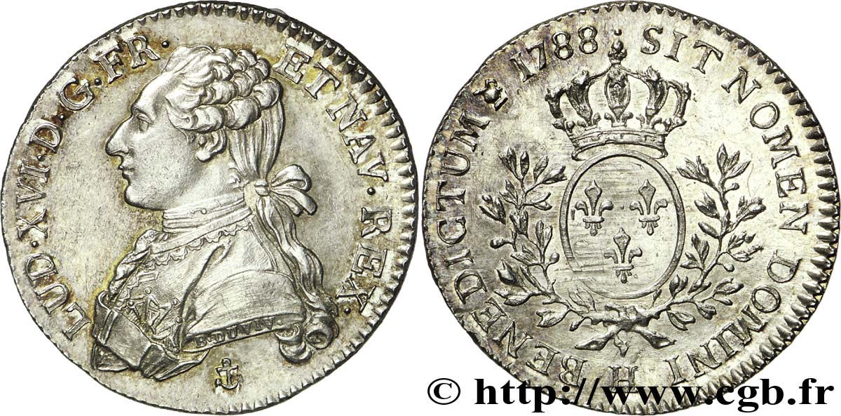 LOUIS XVI Cinquième d&nbsp;écu dit &nbsp;aux branches d&nbsp;olivier&nbsp; 1788 La Rochelle TTB+/SUP