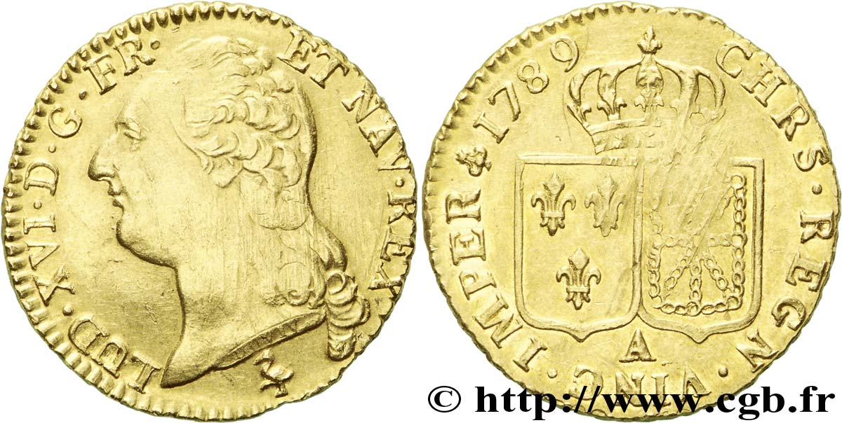 LOUIS XVI Louis d or aux écus accolés 1789 Paris AU/XF