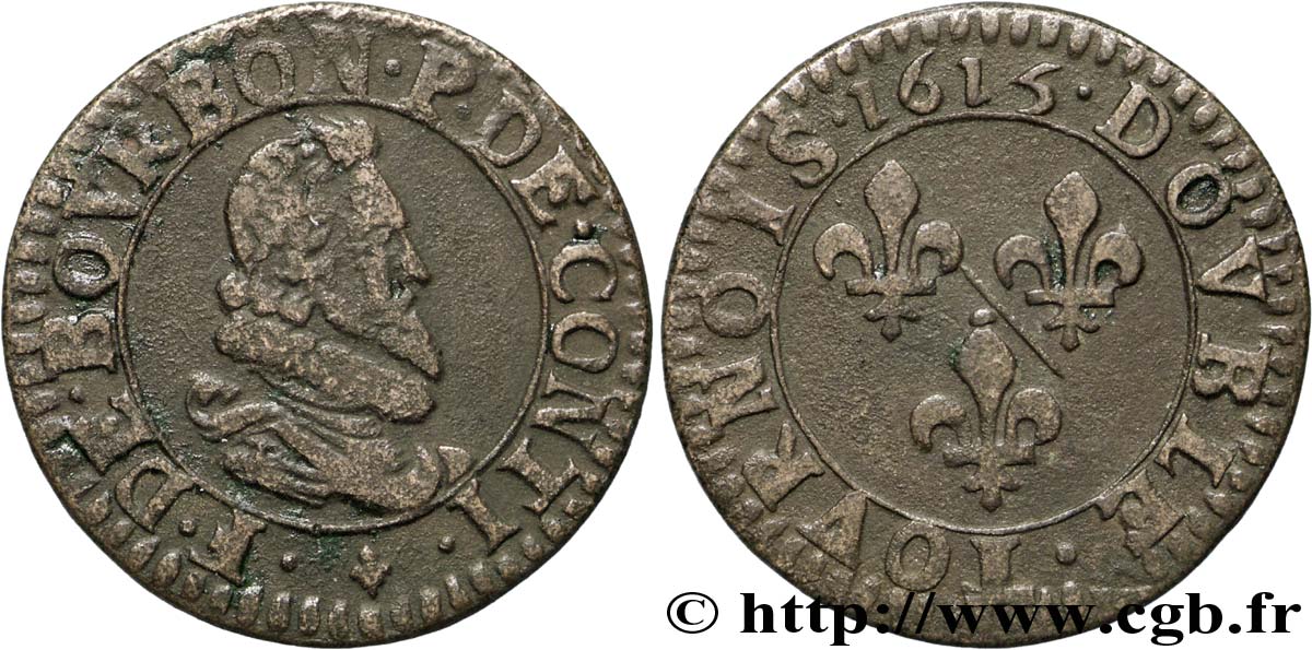 PRINCIPALITY OF CHATEAU-REGNAULT - FRANCIS OF BOURBON-CONTI Double tournois, type 5 XF