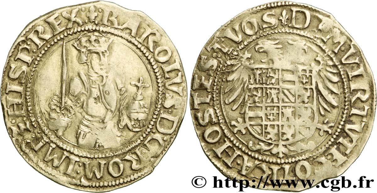 SPANISH LOW COUNTRIES - COUNTY OF FLANDRE - CHARLES V Florin karolus d or MBC