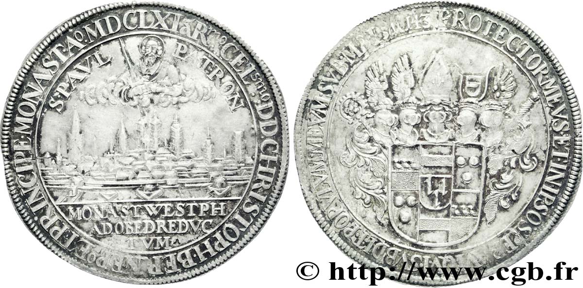 GERMANY - MUNSTER - CHRISTOPHE BERNARD VON GALEN Thaler 1661 Munster q.SPL